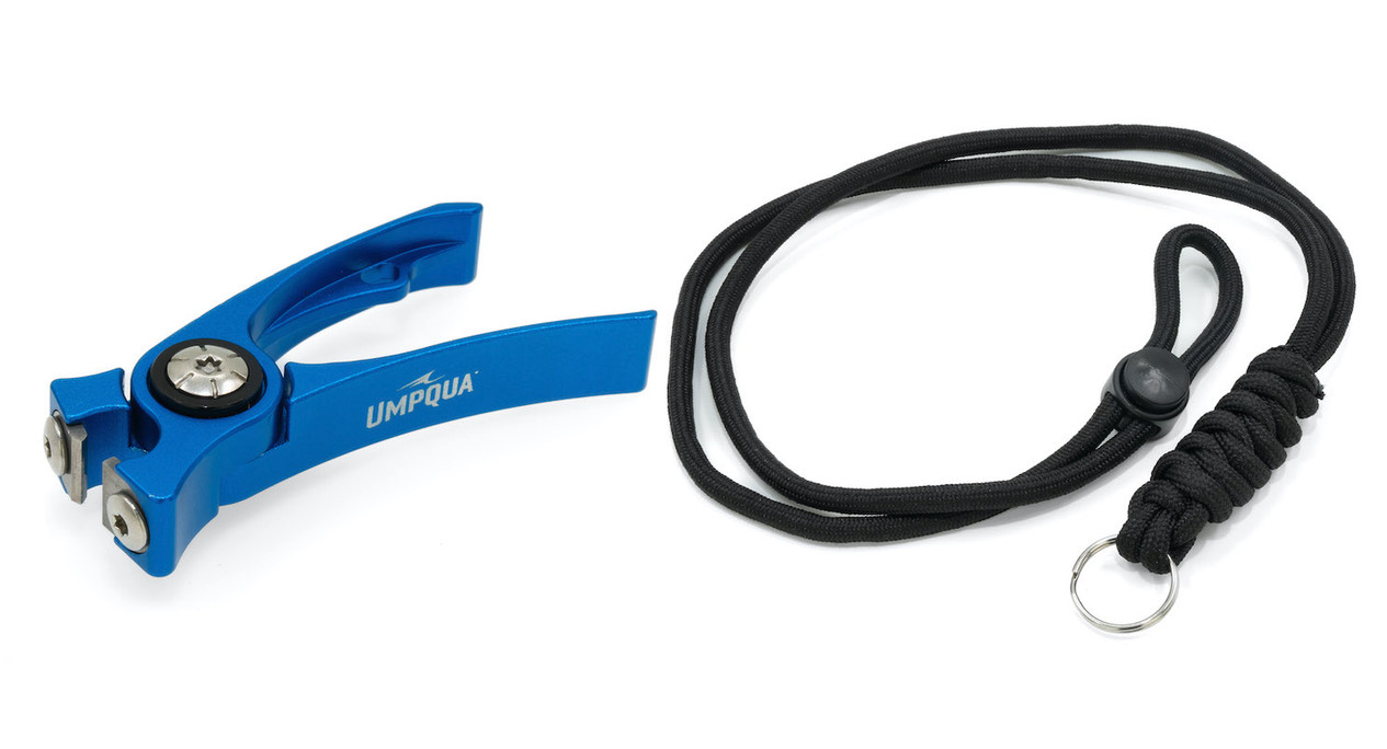 Pair of Azure  Umpqua RiverRun Nippers with black lanyard