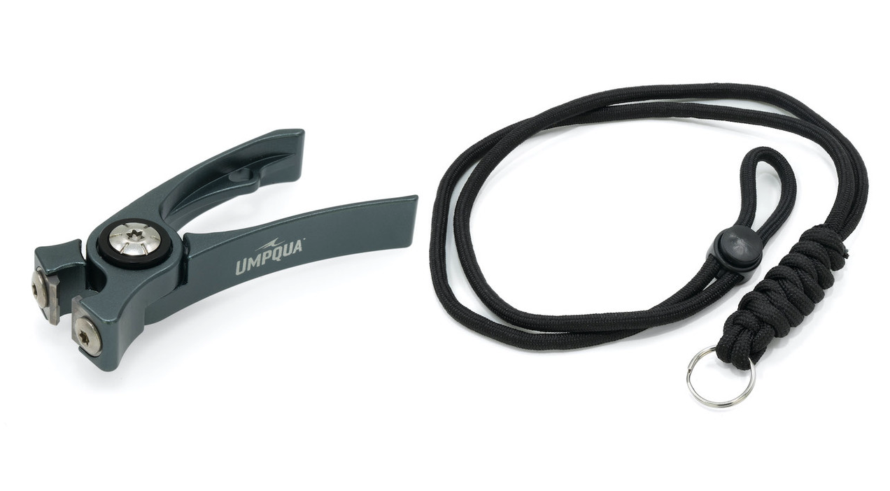 Pair of Gunmetal Umpqua RiverRun Nippers with black Lanyard
