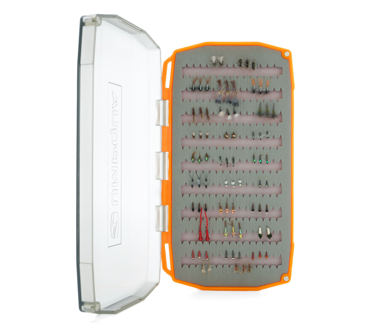 Flies and fly box included with the Umpqua Tailwater Fly Master Assortment