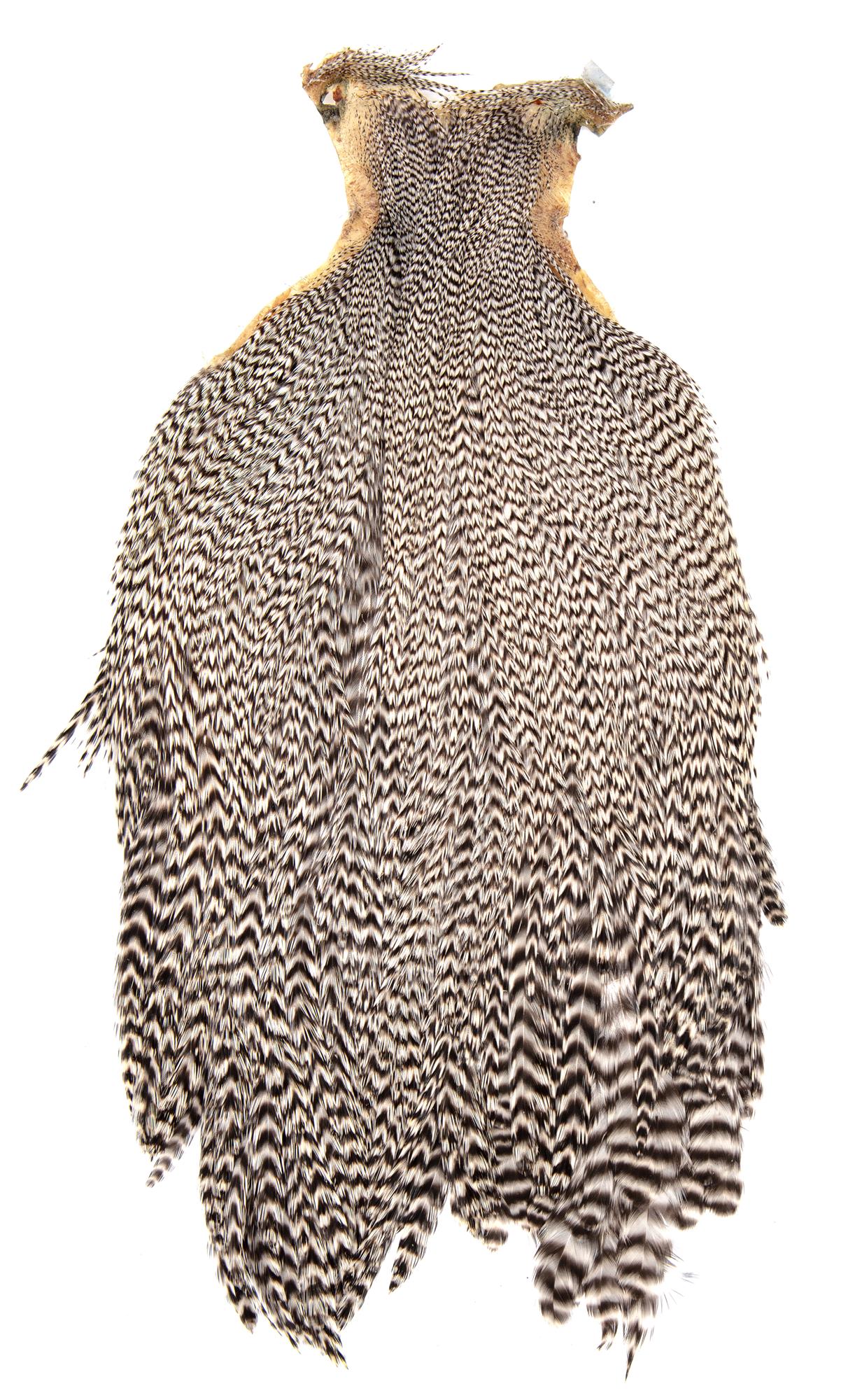 Metz Magnum Neck Hackle – natural grizzly rooster cape with long, stiff webby feathers for big streamers