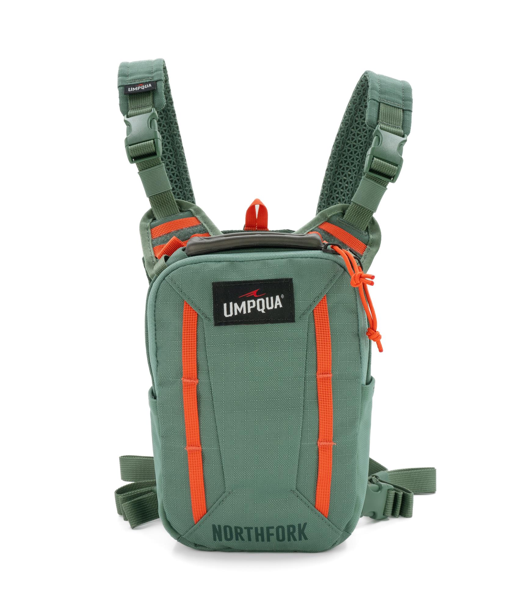 Front side of pine colored Umpqua North Fork Small Chest Pack