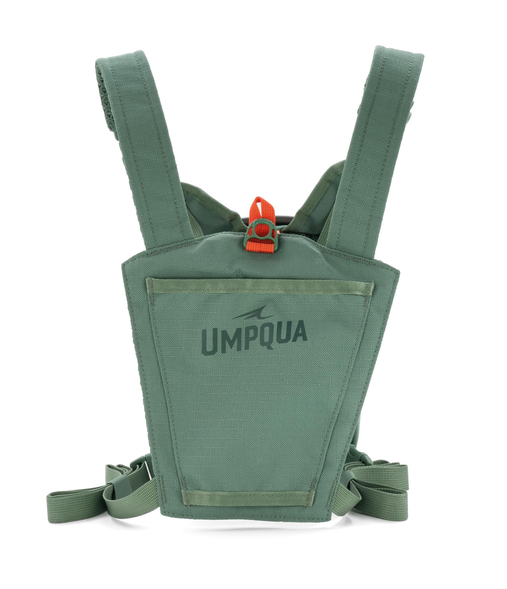 Net holster on back side of Umpqua North Fork Small Chest Pack
