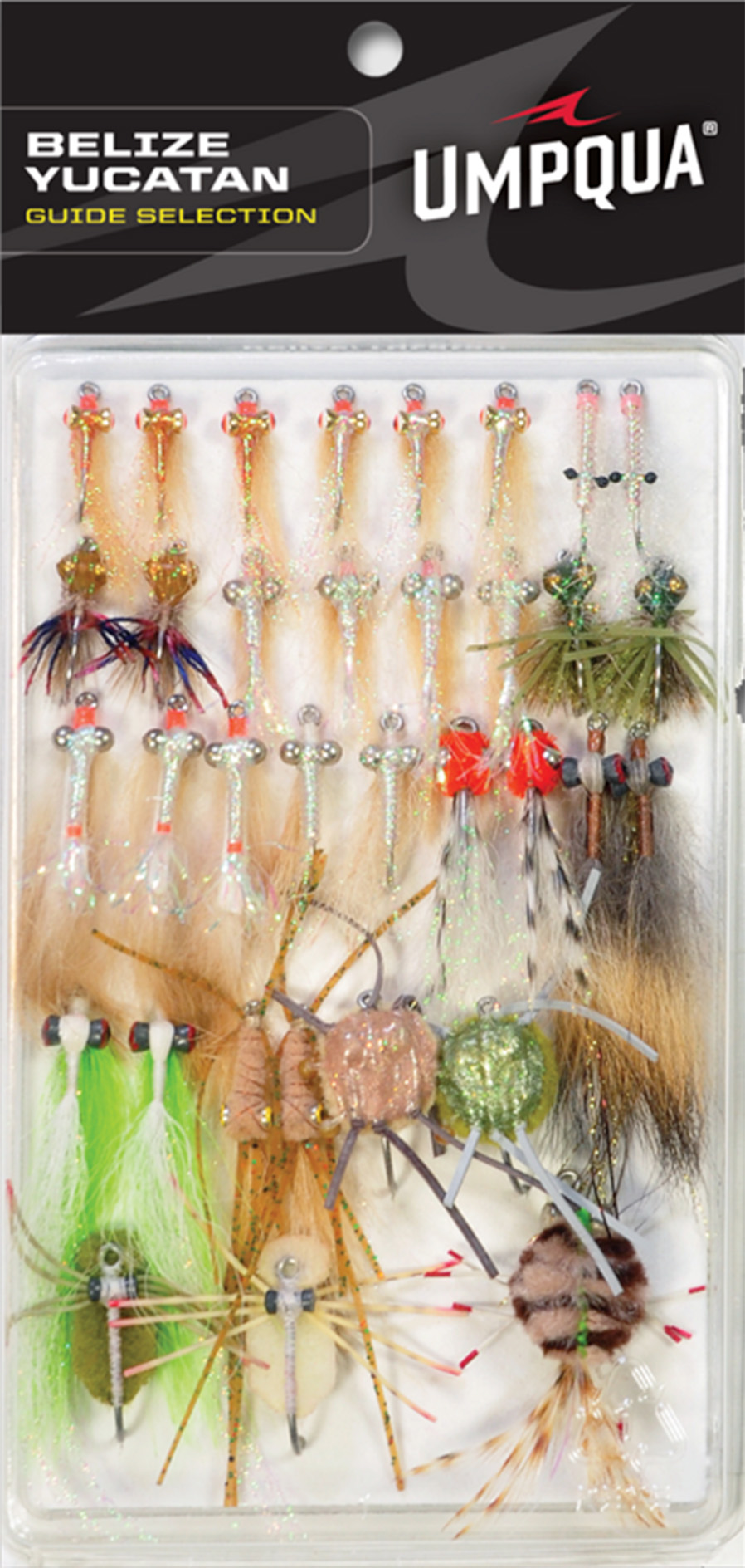 Umpqua's Belize/Yucatan Fly Selection, featuring essential flies for effective fly fishing in Belize and Yucatan regions.