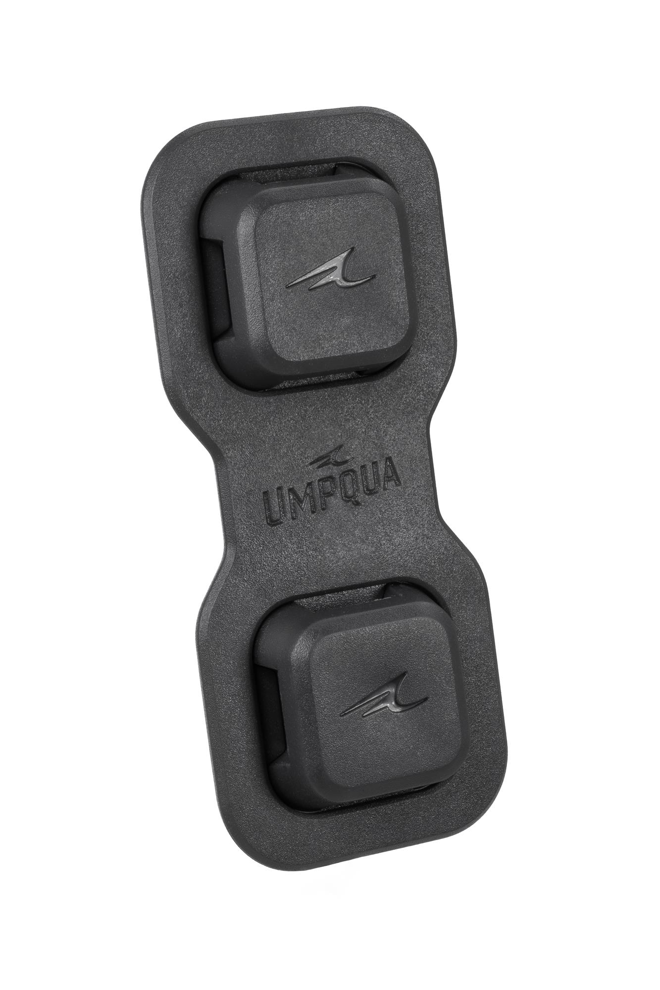 Umpqua LINK magnetic base stations installed on mounting plate fly fishing pack accessory system