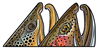Two models of Casey Underwood's rising trout decals