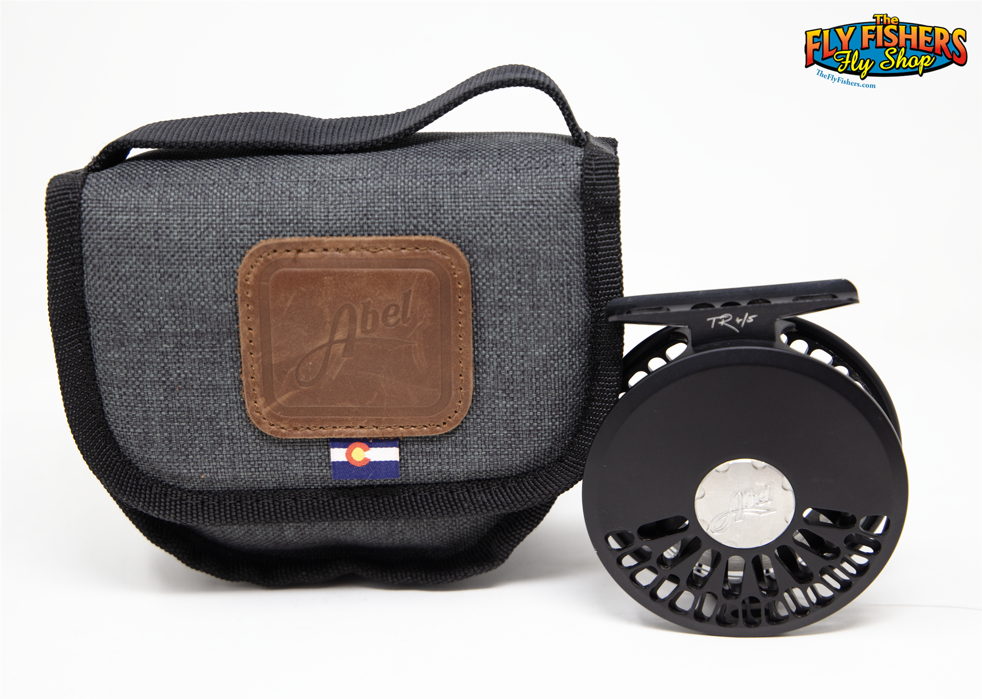 Used Abel TR 4/5 Satin Black Fly Fishing Reel for sale with reel pouch