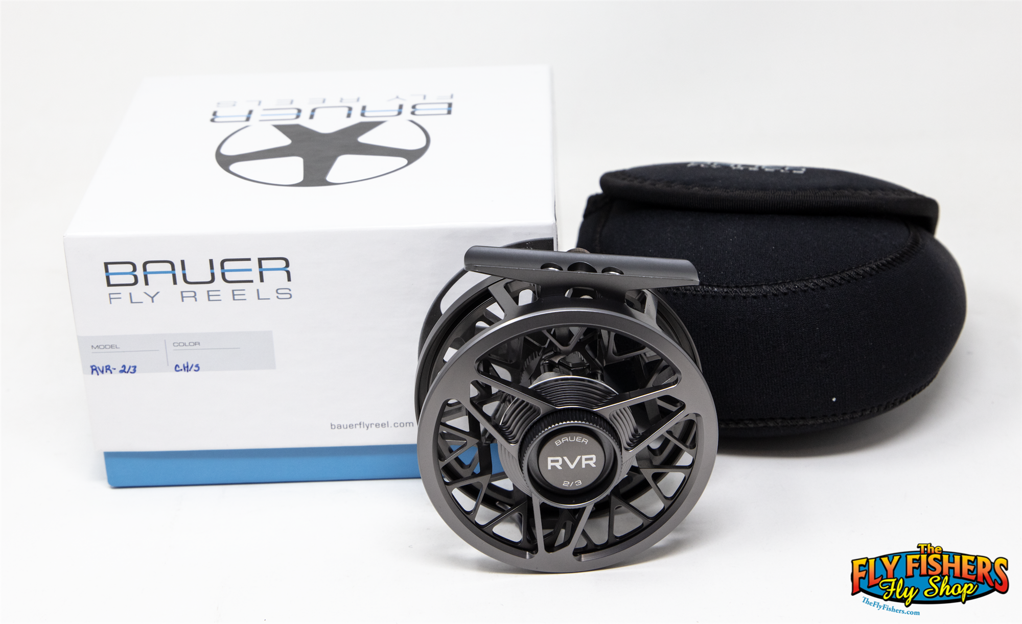 Bauer RVR 2/3 Charcoal/Silver 2-4wt Fly Fishing Reel with box and pouch