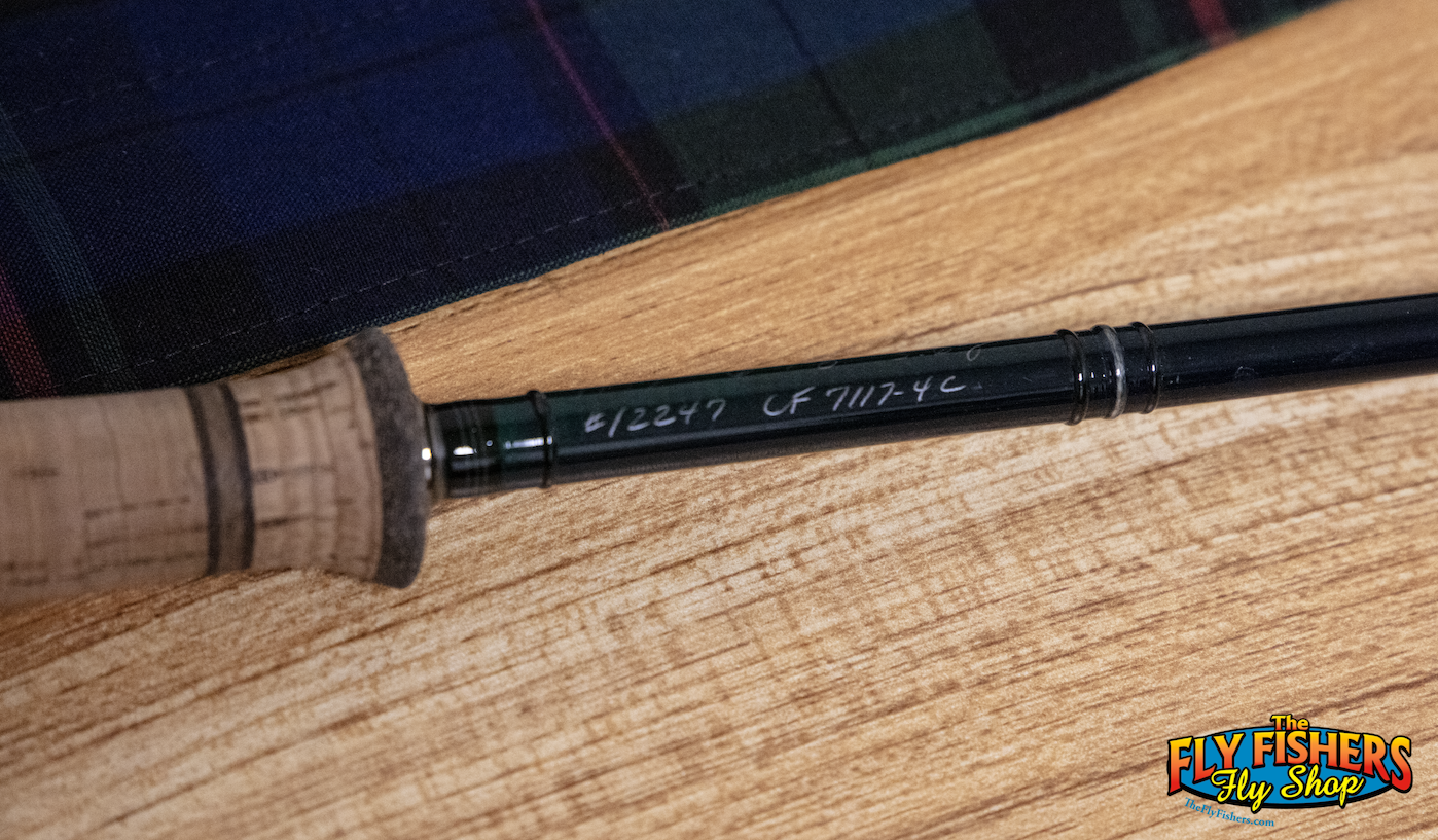Alternate label detail of Used CF Burkheimer Classic CF 7117-4C 11'7" 6/7/8wt 4 Pc Switch Fly Fishing Rod Handle