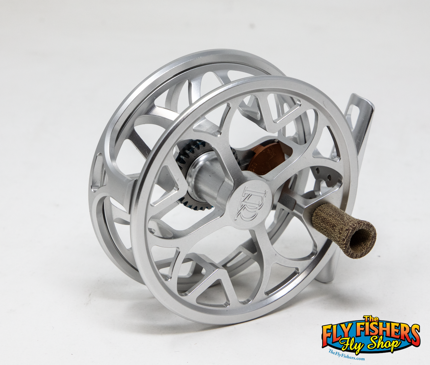Spool side of Used Ross Reels Colorado LT 0/3 Platinum Silver 0-3wt Click & Pawl Fly Fishing Reel