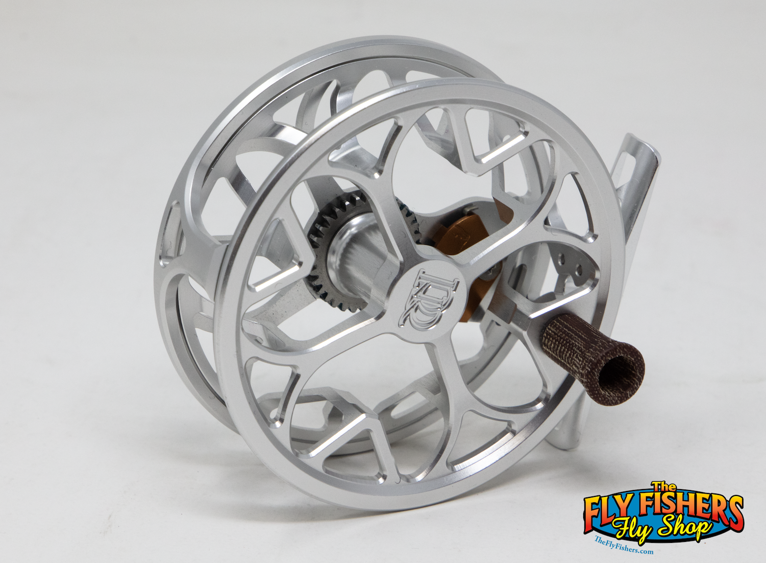 Spool side of Used Ross Reels Colorado LT 3/4 Platinum Silver 3-4wt Click & Pawl Fly Fishing Reel