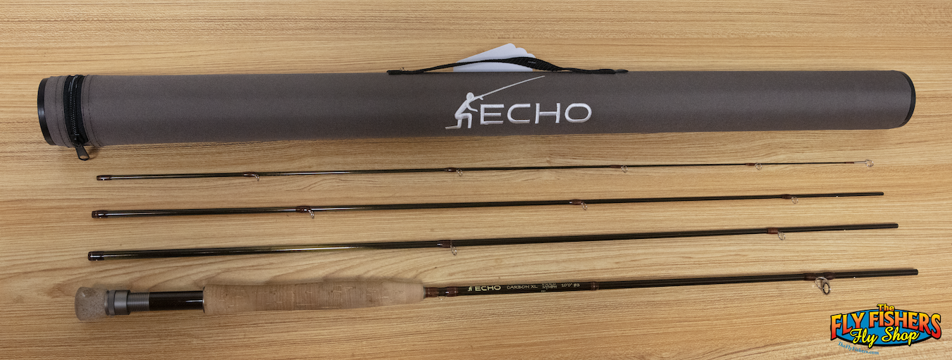 Full view of Used Echo Carbon XL Euro Nymph 3100-4 3wt 10'0" 4pc Fly Fishing Rod with rod tube