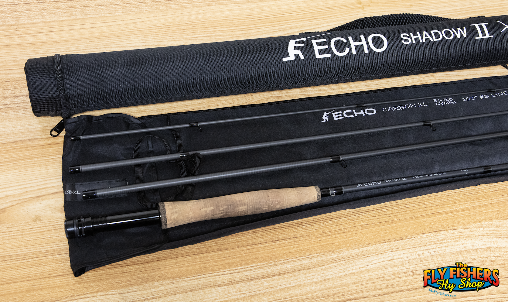 Used Echo Shadow II 3100-4 3wt 10'0" 4 Piece Euro Nymphing Fly Fishing Rod with tube and sock
