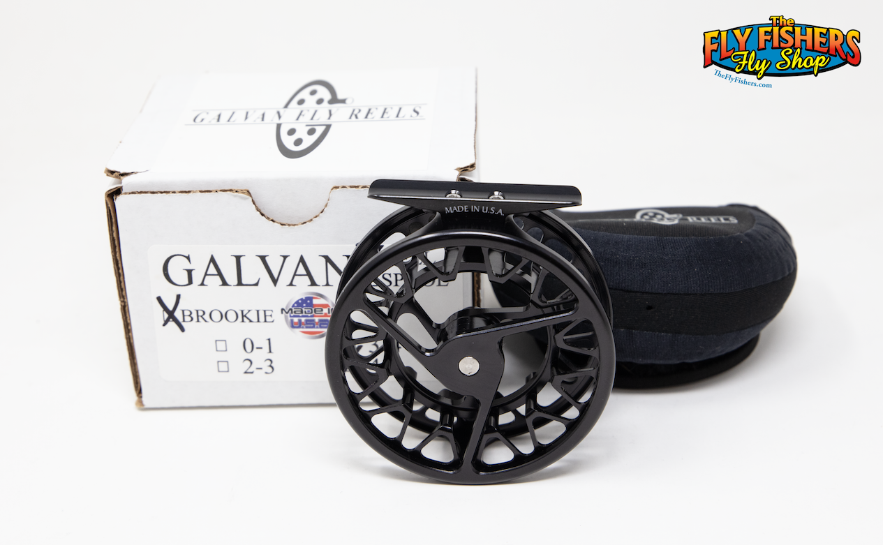 Galvan Brookie 4/5 Black 4-5wt Fly Fishing Reel with box and reel pouch