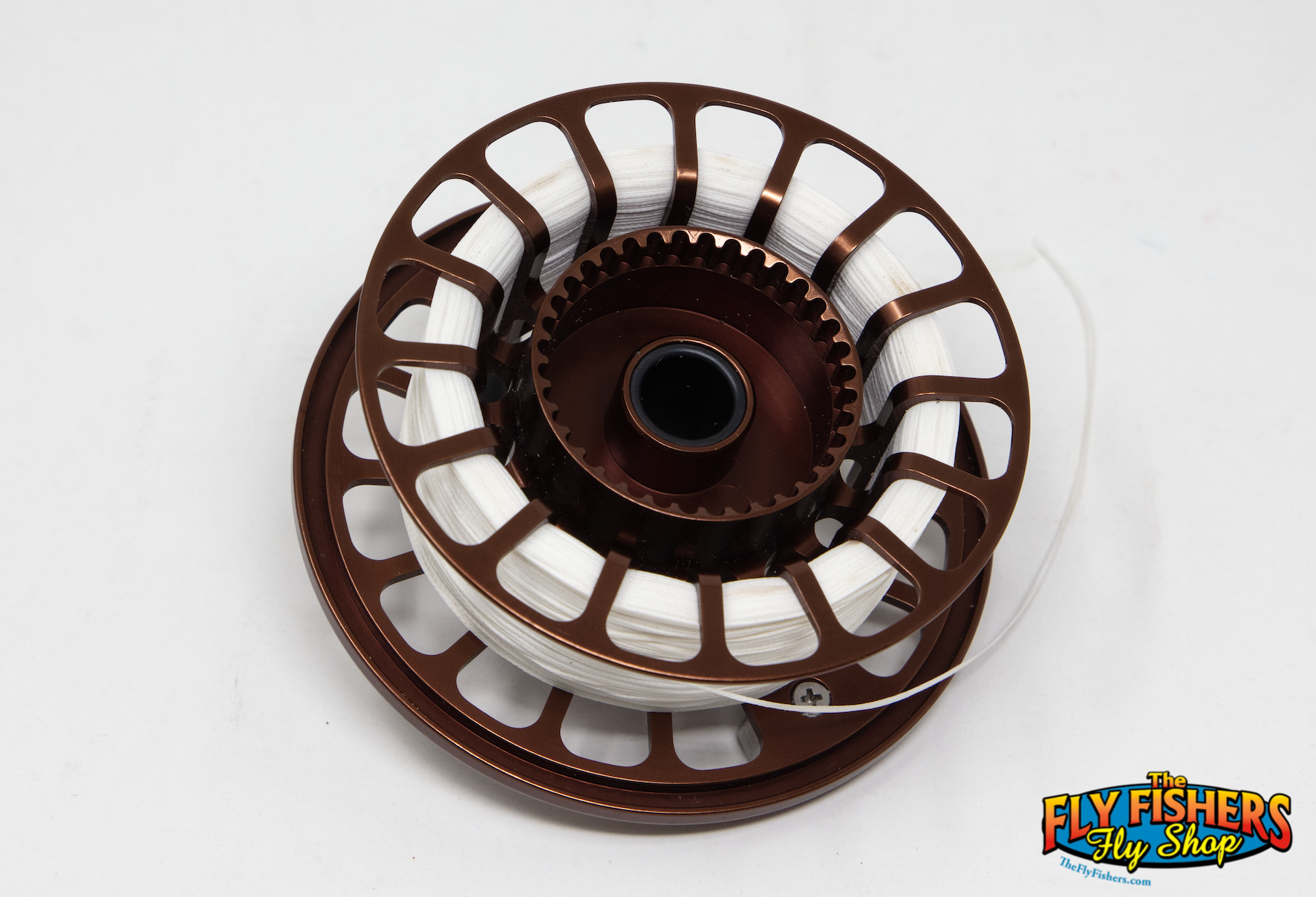 Back side of Used Galvan Torque 8 T-8 Bronze Fly Fishing Reel Spare Spool
