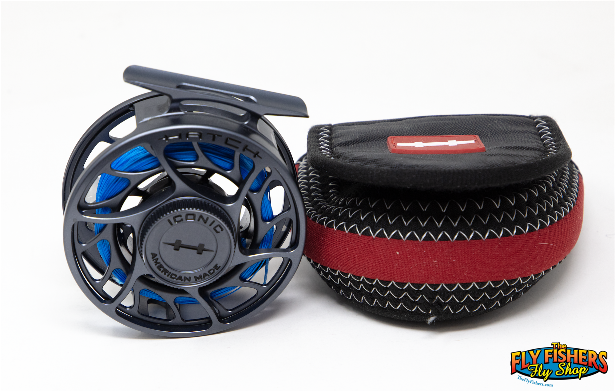 Used Hatch Iconic 3+ Large Arbor Grey/Black 3-5wt Fly Fishing Reel with reel pouch