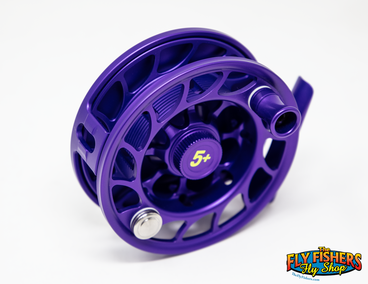 Spool side of Hatch Iconic 5 Plus Large Arbor MerTrout 5-7wt Fly Fishing Reel