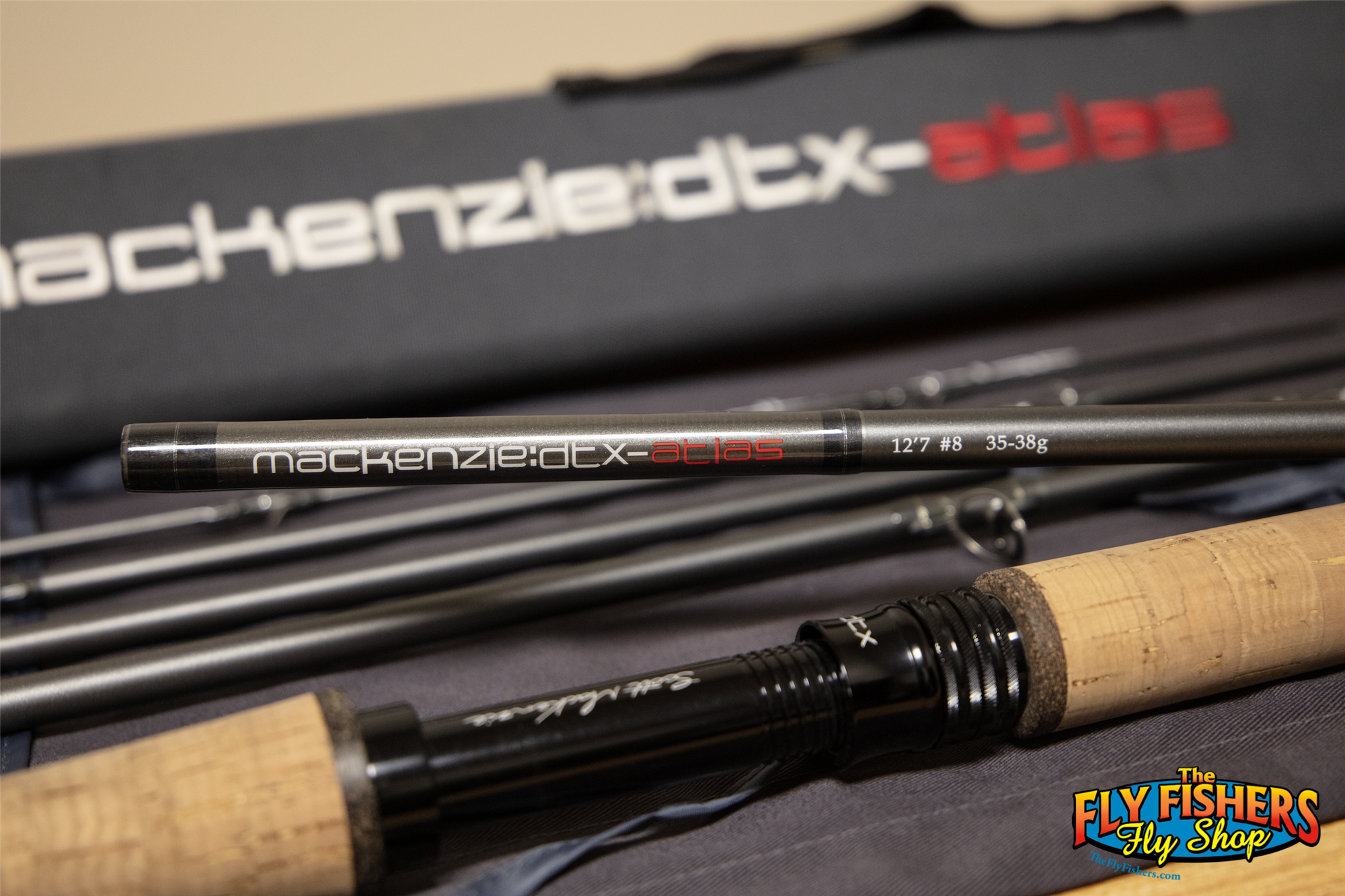 Label detail of Used Mackenzie Atlas Graphene 13'7" 9wt 5 Piece Fly Rod