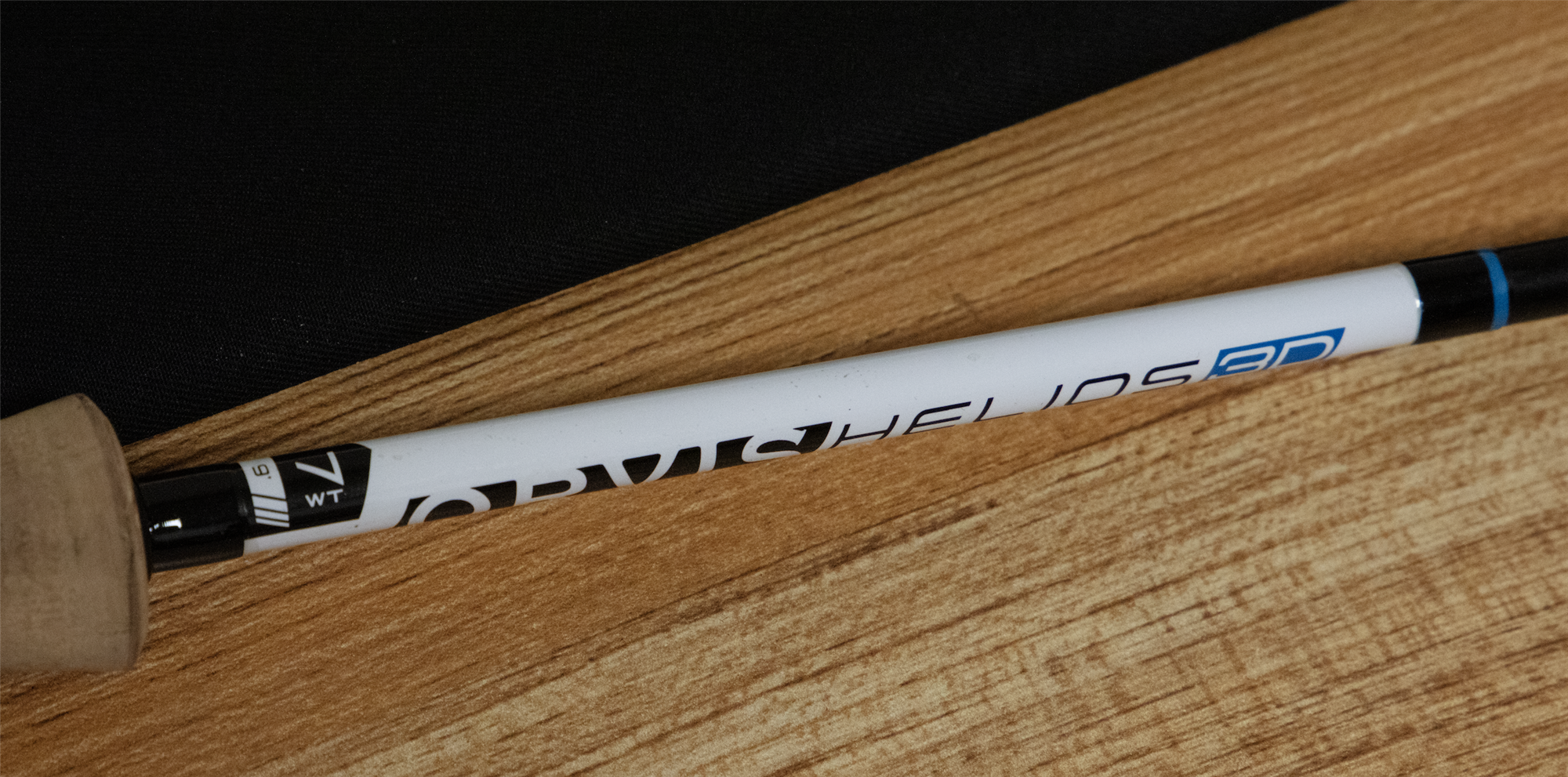 Label detail of Used Orvis Helios 3D 9'0" 7wt 4pc White Label Fly Rod