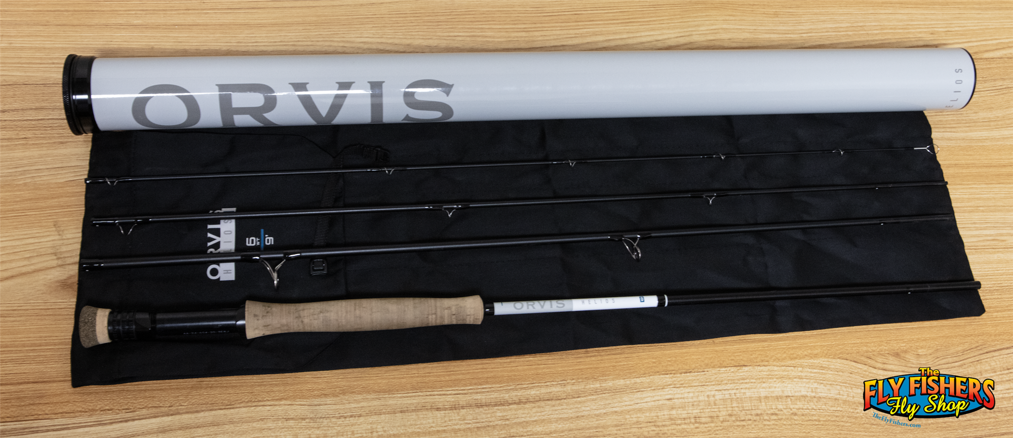 Full view of Used Orvis Helios D 906-4 6wt 9'0" 4 Piece Fly Rod