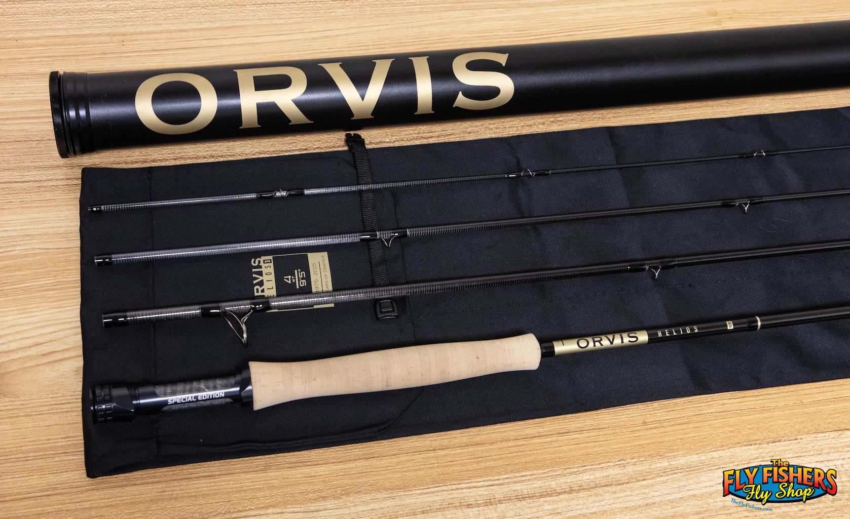 Orvis Helios 4 D 50th Anniversary Special Edition 4wt 9'5" 4 Piece Fly Fishing Rod on rod sock with tube