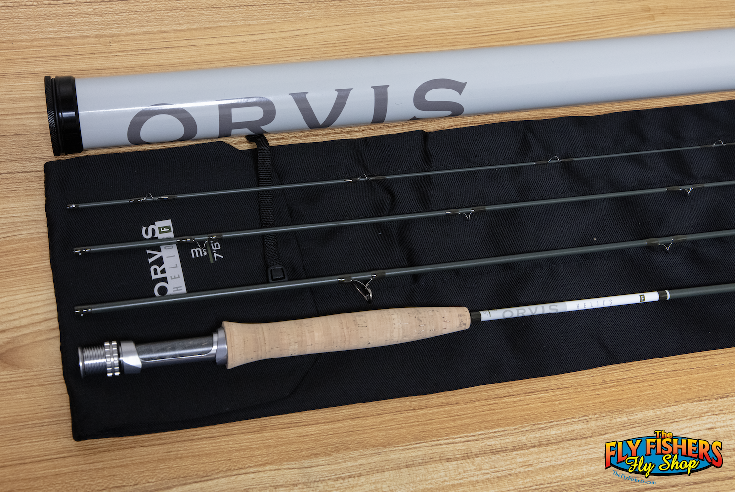 Used Orvis Helios 4 F 3wt 7'6" 4pc Fly Rod on rod sock with tube