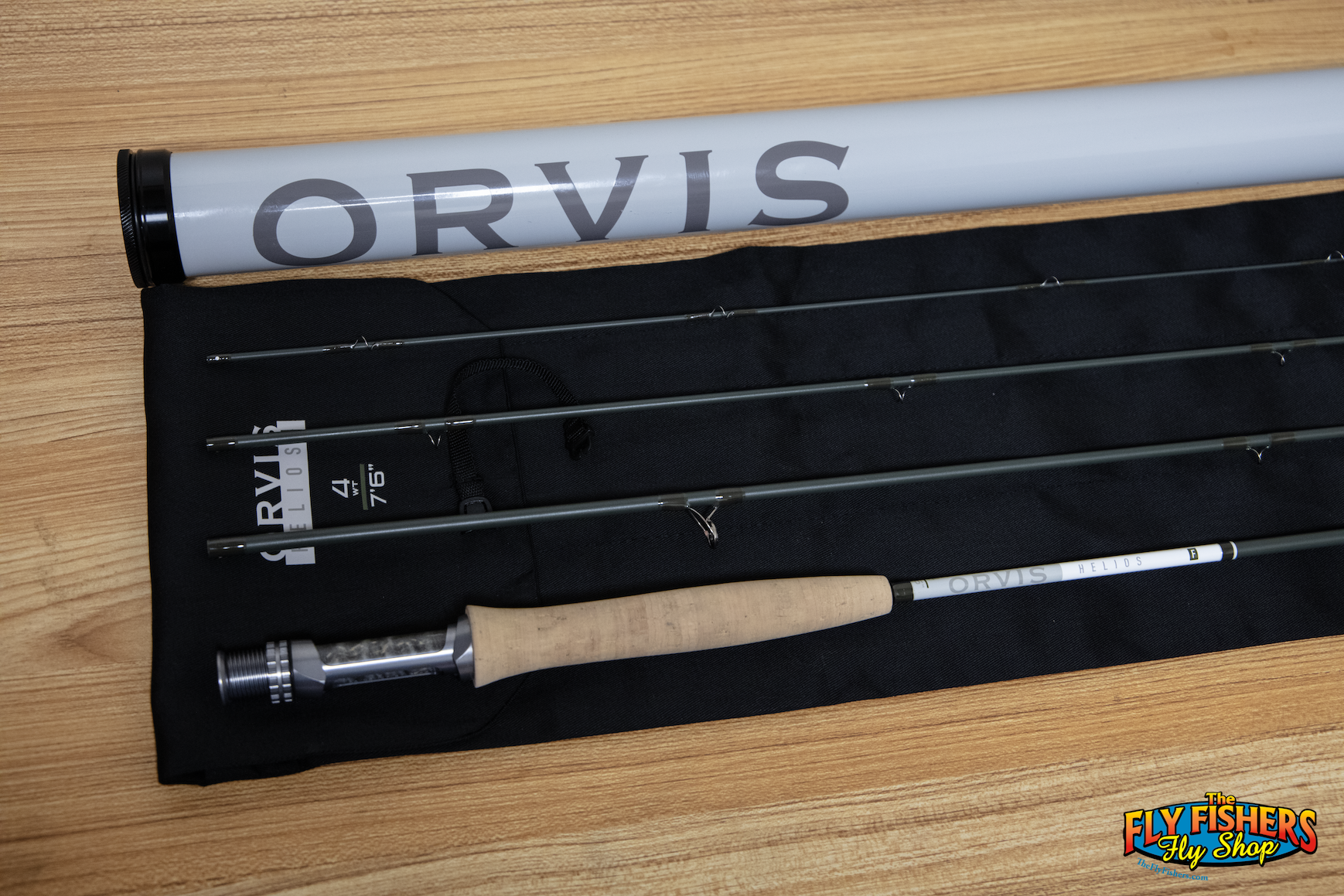 Used Orvis Helios 4 F 4wt 7'6" 4pc Fly Rod on rod sock with tube