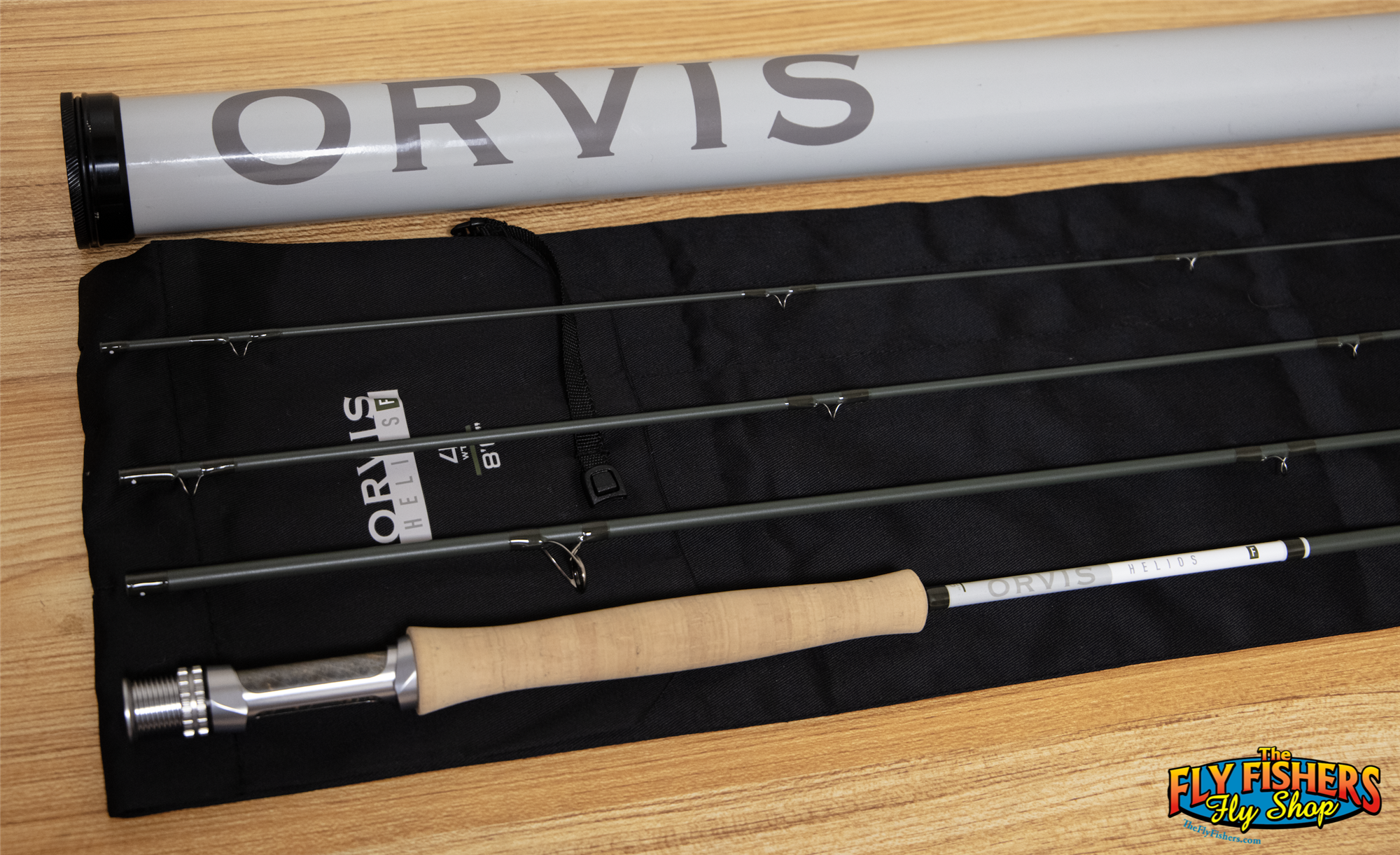 Used Orvis Helios 4 F 4wt 8'6" 4 Piece Fly Fishing Rod with tube and sock