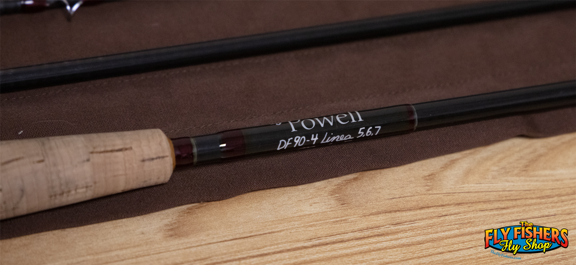Handle label of Used Powell DF 90-4 Lines 5,6,7 9'0" 4 Piece Fly Fishing Rod