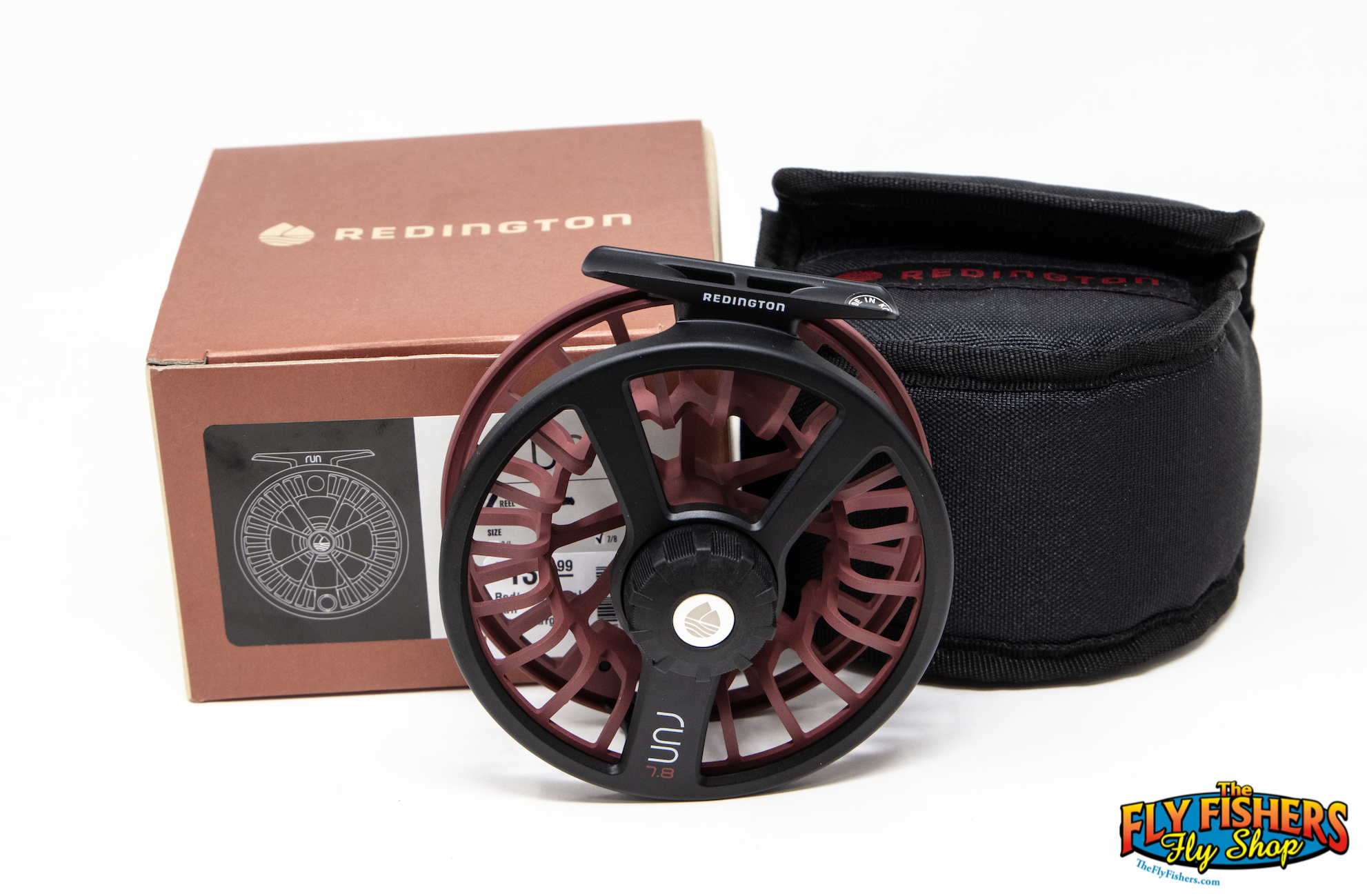 Redington RUN 7/8 Black/Burgundy Fly Reel with box and pouch