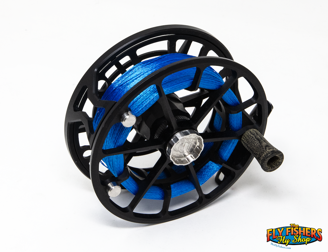 Spool side of Used Ross Reels Evolution R Salt 9/10 9-10wt Matte Black Fly Reel