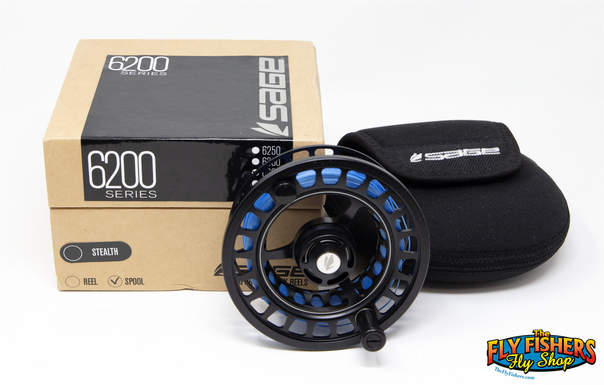 Used Sage 6200 Series 6280 8-9wt Stealth Black Fly Fishing Reel Spare Spool with box and pouch
