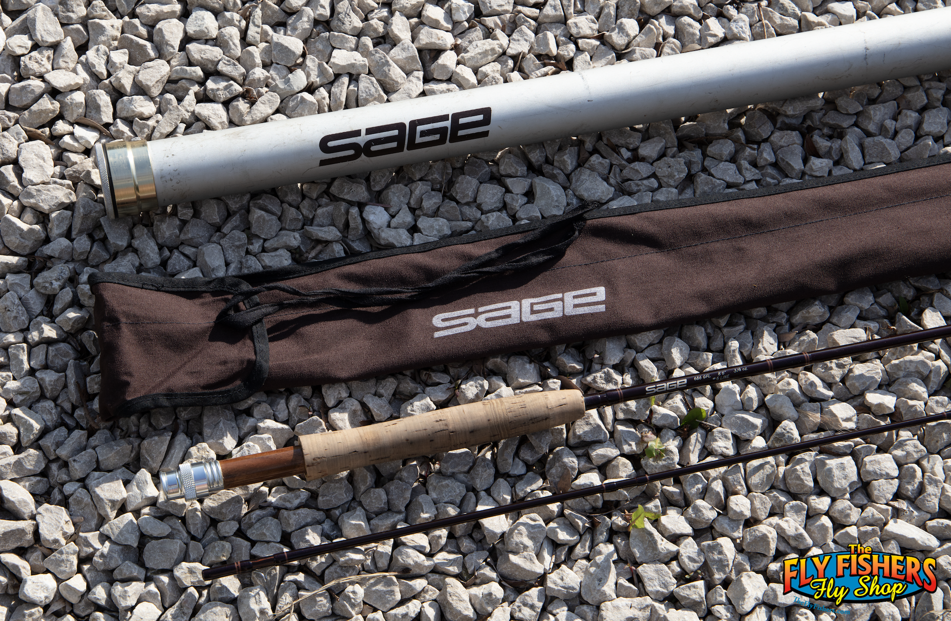 Used Sage 686 GFL 6wt 8'6" 2pc 3 1/8oz Fly Fishing Rod with rod tube and sock