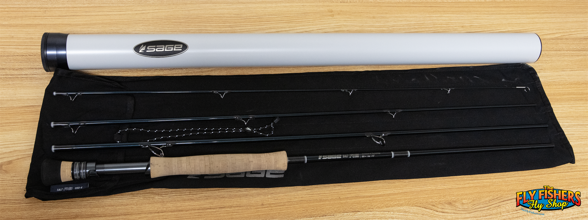 Full view of Used Sage R8 Salt 990-4 9wt 9'0" 4 Piece Fly Rod