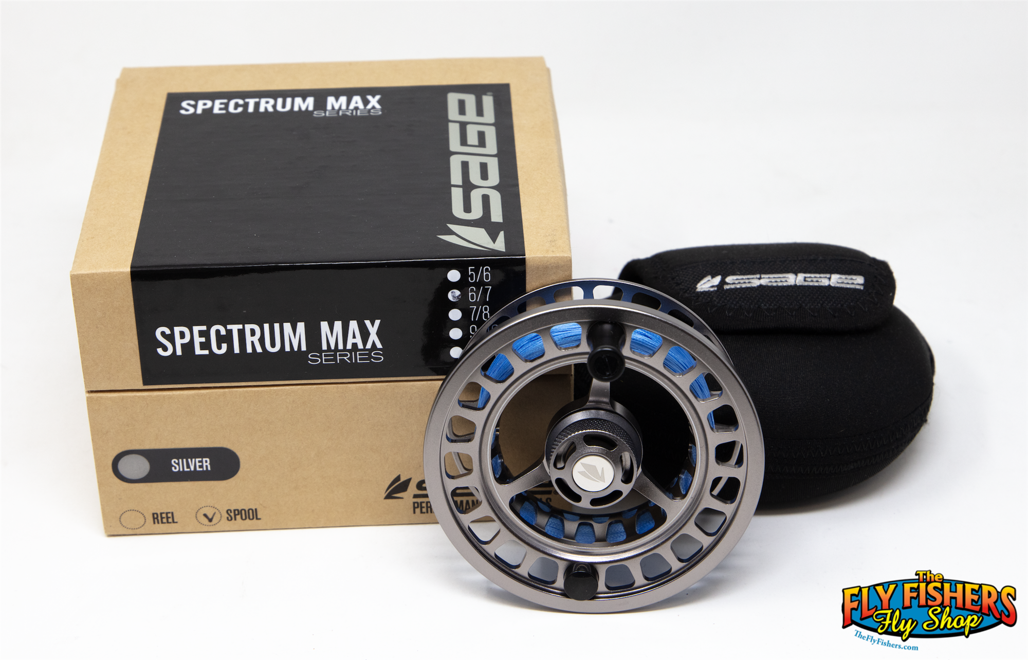 Used Sage Spectrum Max 6/7 Silver 6-7wt Fly Fishing Reel Spare Spool with box and pouch