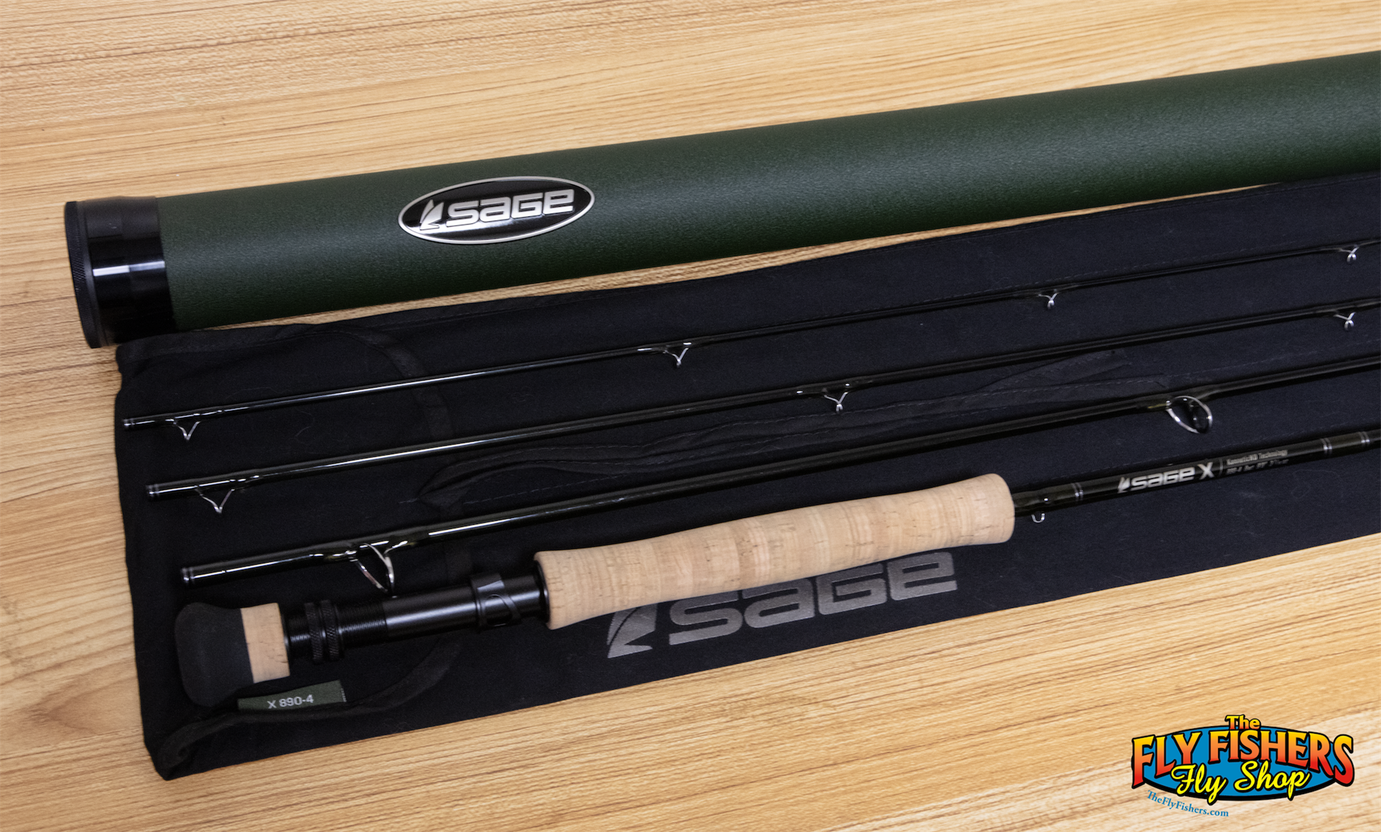 Used Sage X 890-4 8wt 9'0" 4 Piece Fly Fishing Rod with rod tube and sock