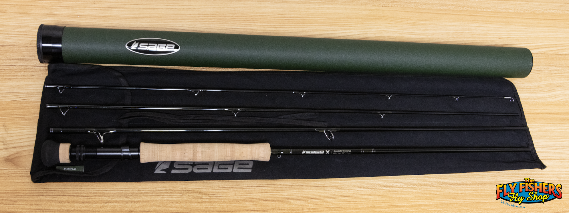Full view of Used Sage X 890-4 8wt 9'0" 4 Piece Fly Fishing Rod