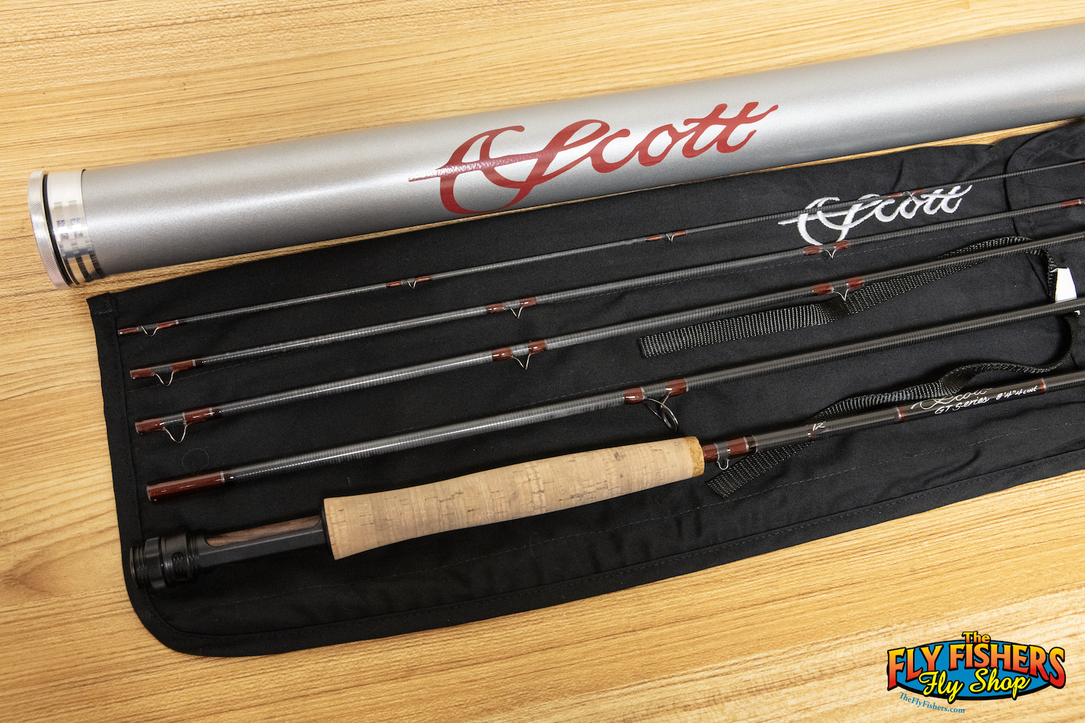 Angled view of Used Scott GT GT844/5 4wt 8'4" 5 Piece Fly Fishing Rod