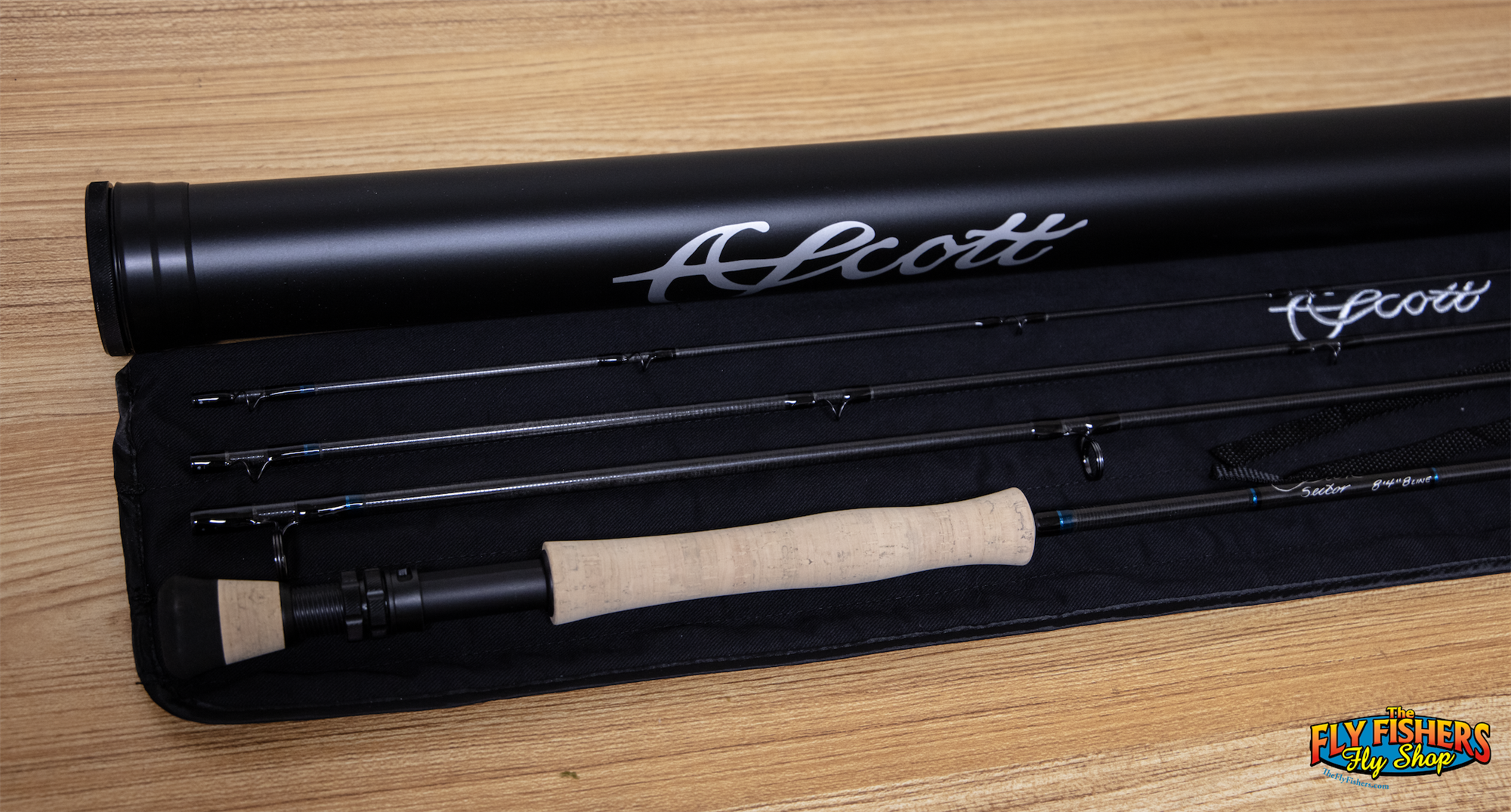 Rod sock and tube with Used Scott Sector 848/4 8'4" 8wt Fly Rod