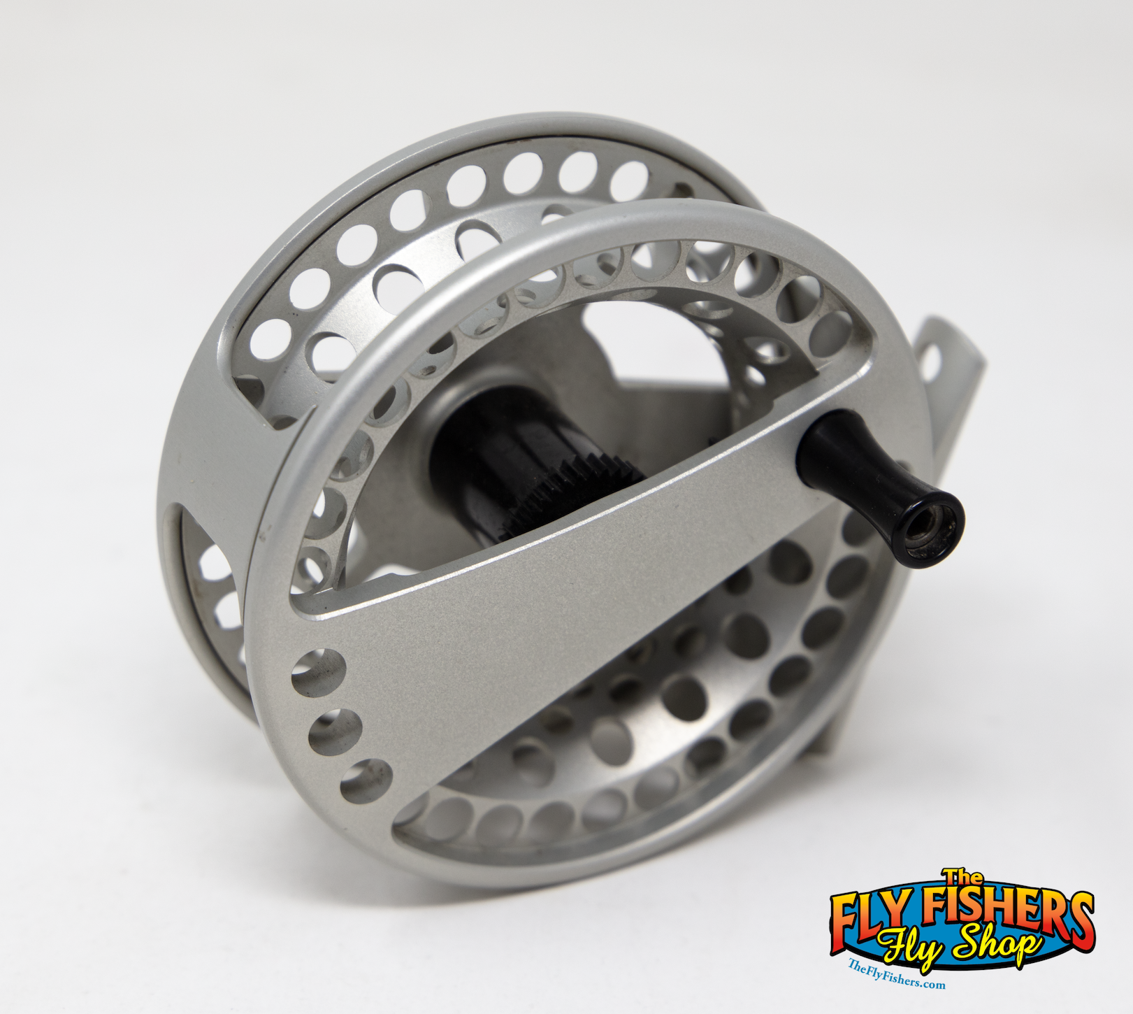 Spool side view of Used Lamson Speedster 1.5 Silver 3-5wt Fly Fishing Reel