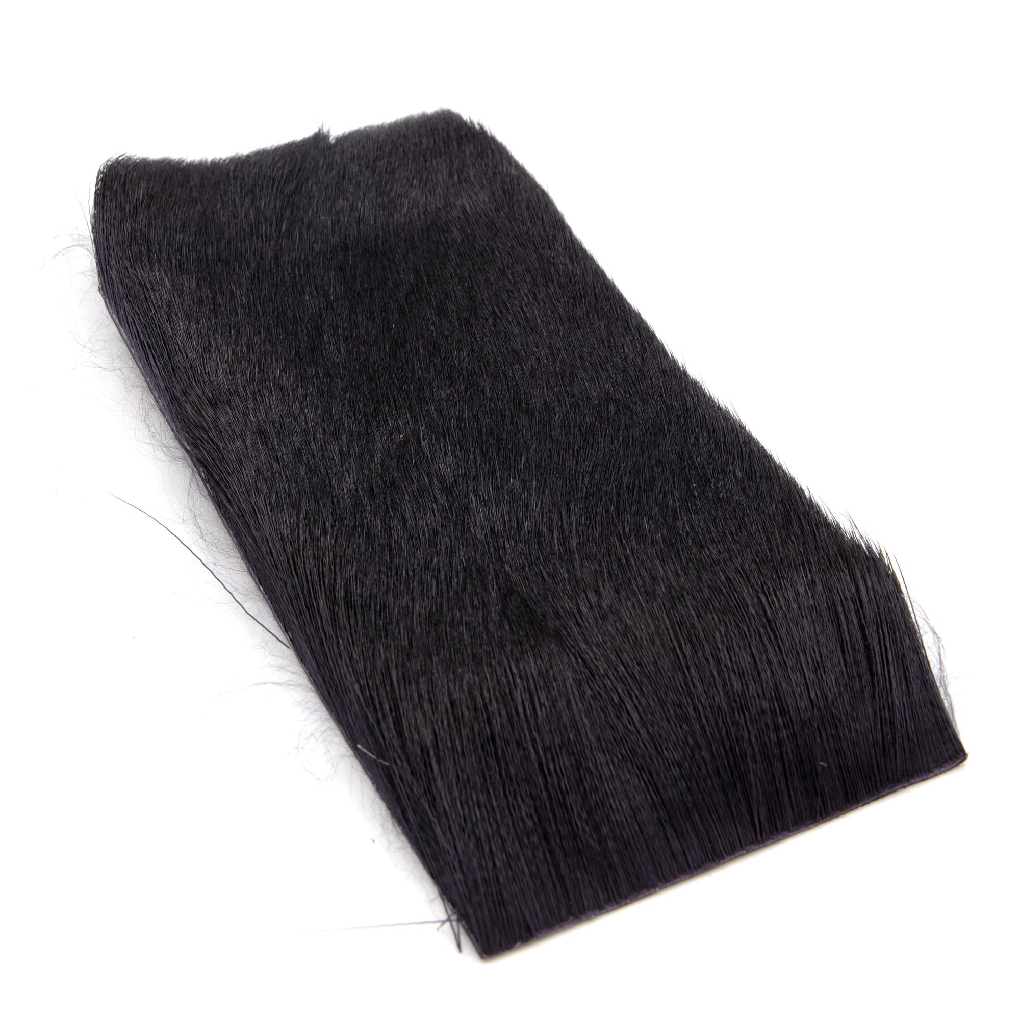 Premium black deer hair patch for stacking, packing, and carving large fly patterns
