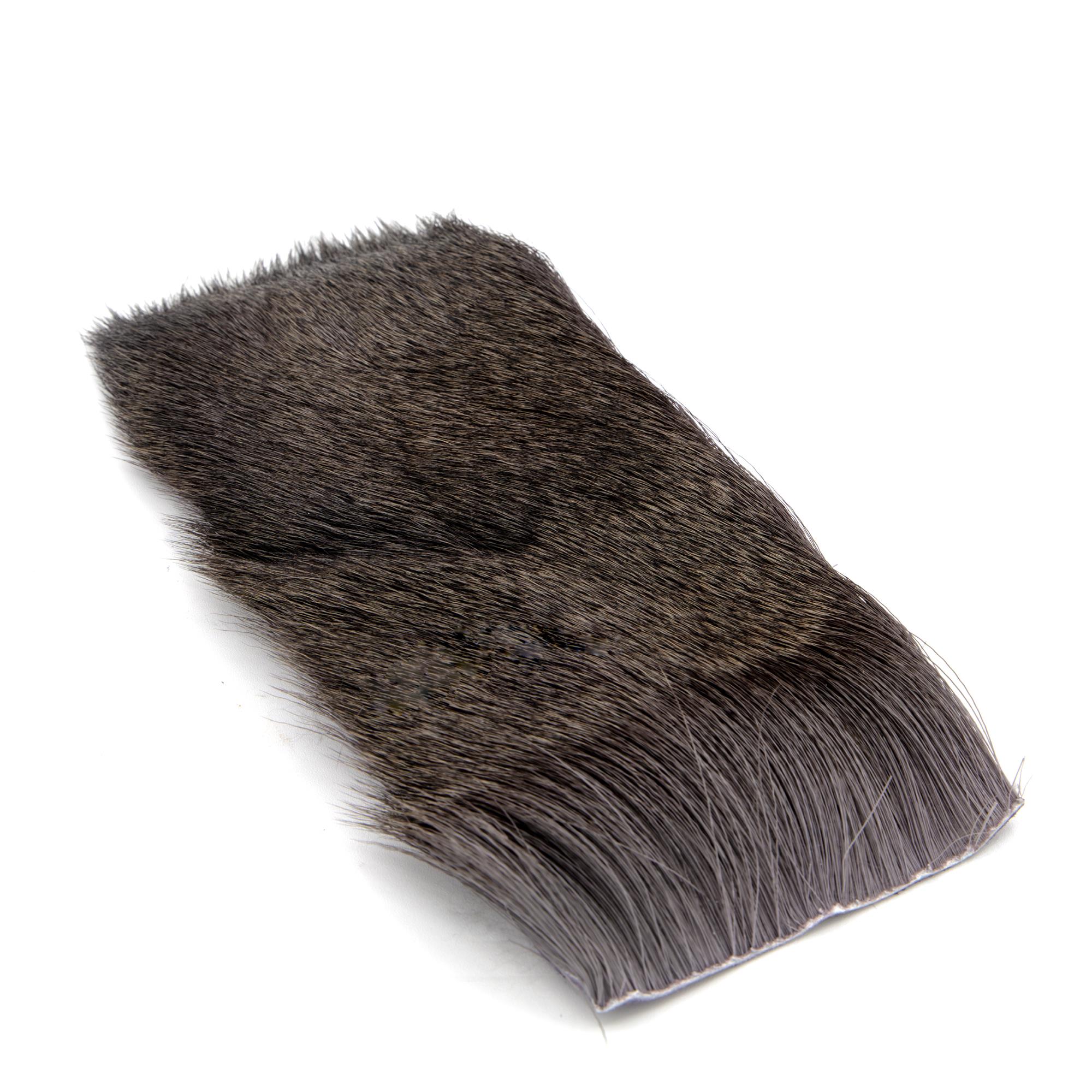 Charcoal gray Varner deer hair patch for bass bugs, mice, divers, and sliders