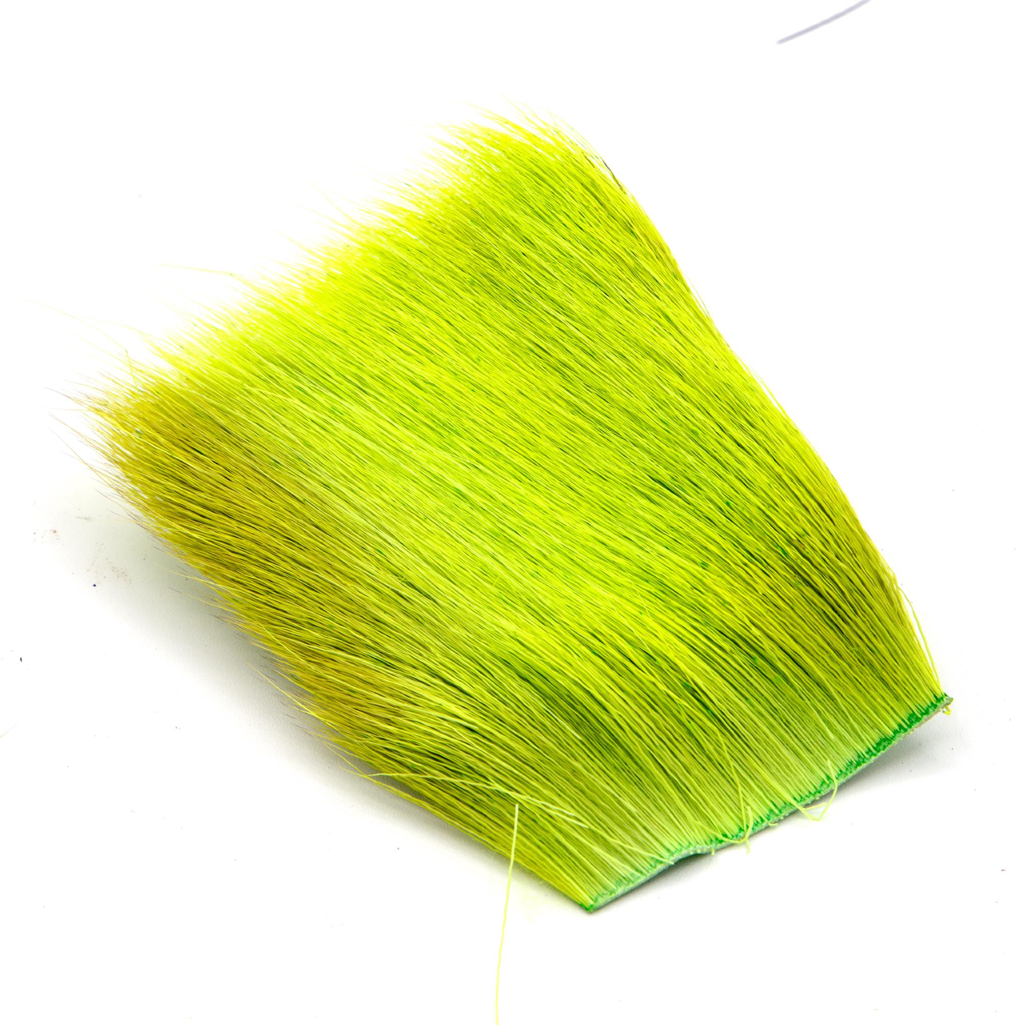 Chartreuse Varner deer belly hair patch for high-visibility topwater bass flies
