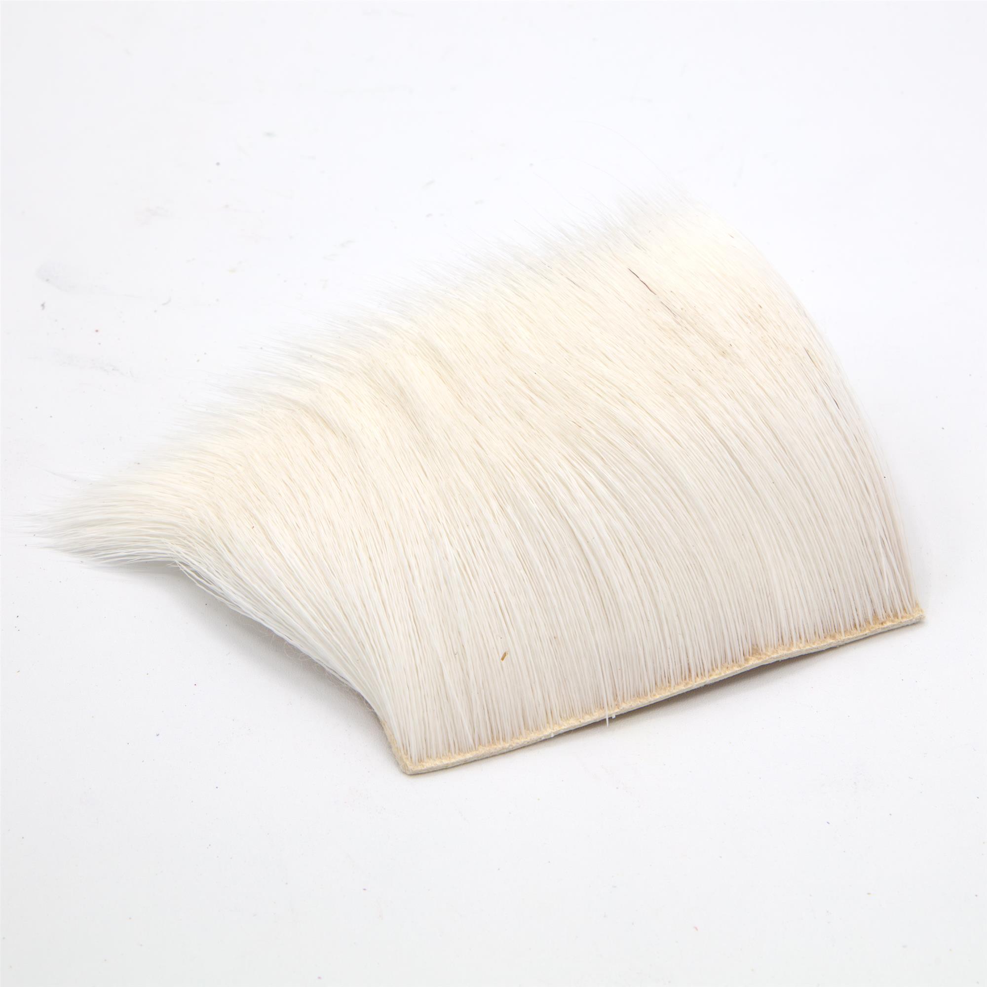 White Varner deer belly hair patch for spinning clean bass bugs and deer hair divers