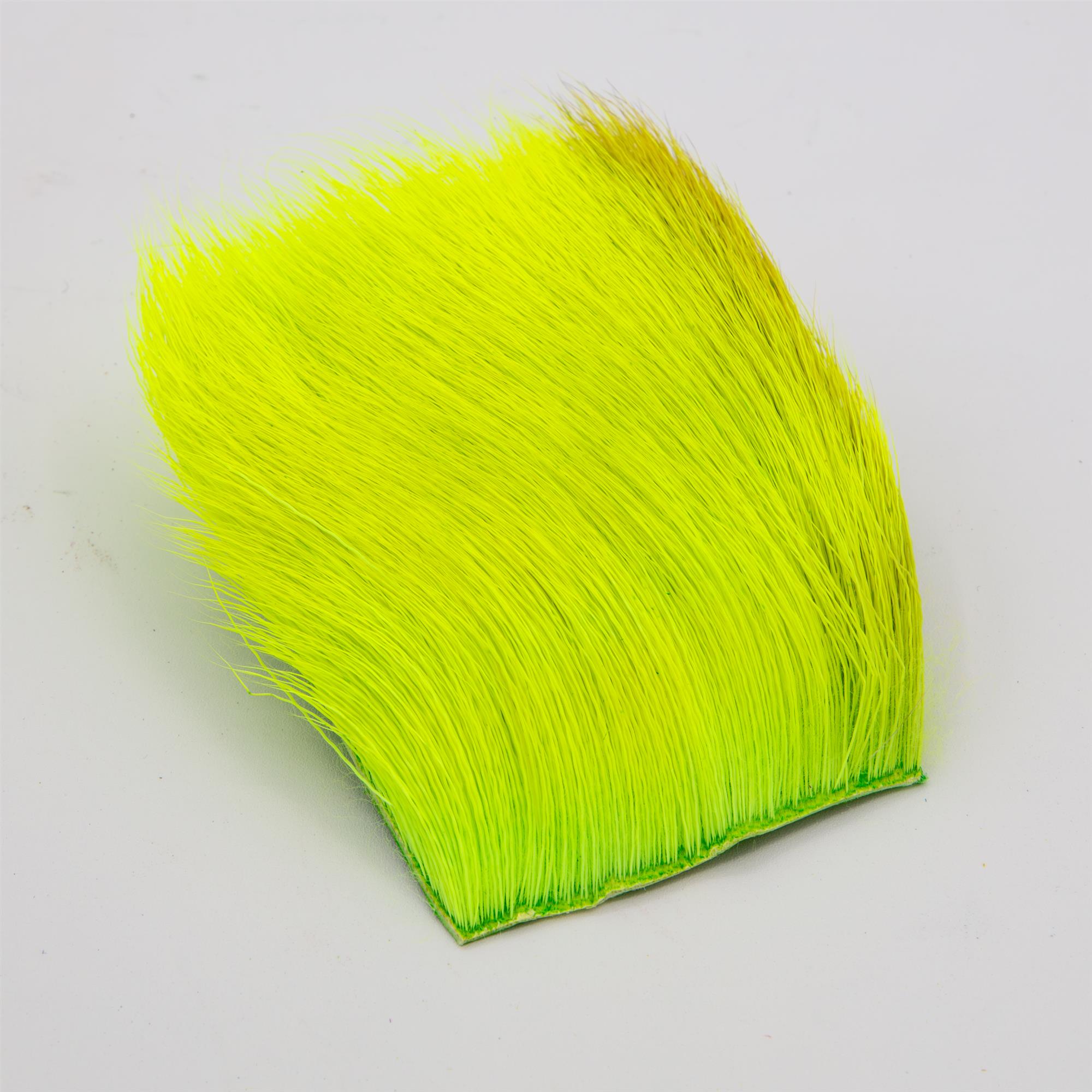 Yellow chartreuse deer belly hair fly tying patch for carving floating fly heads