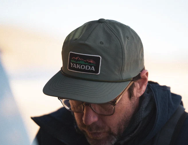 Front of man wearing Yakoda Great Outdoors Hat Spruce