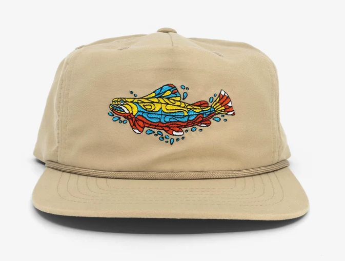 Front view of Yakoda Mosaic Trout Hat in bone color