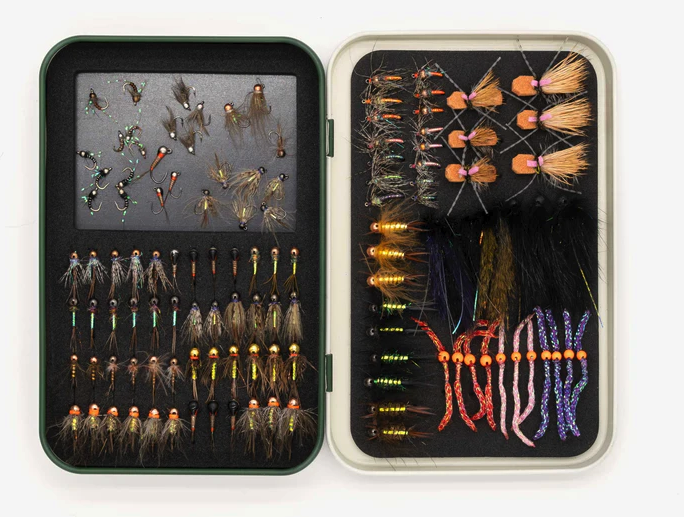 Trout fly box for trout fly fishing flies.